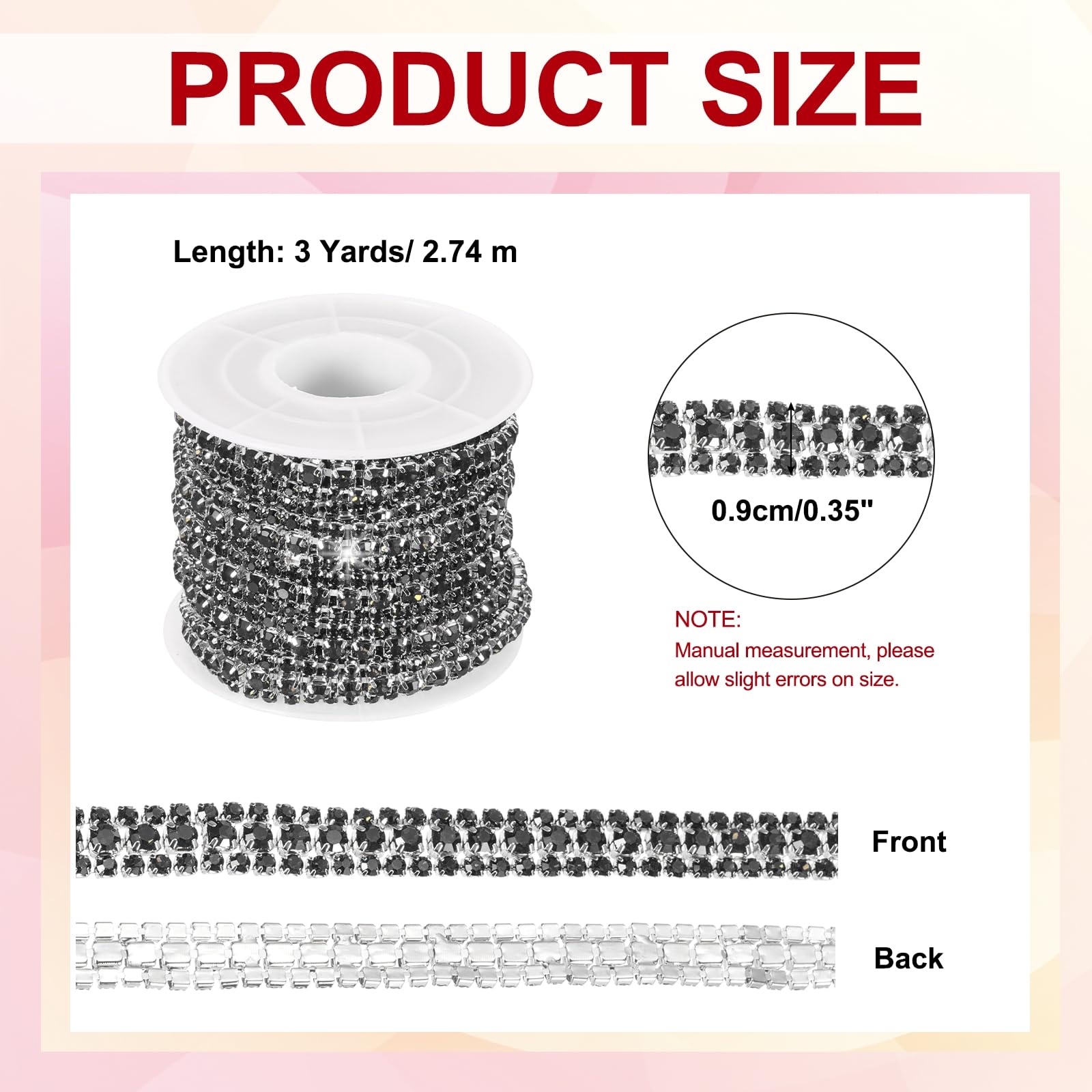 PATIKIL 3 Yards Rhinestone Chain Roll - Image 2