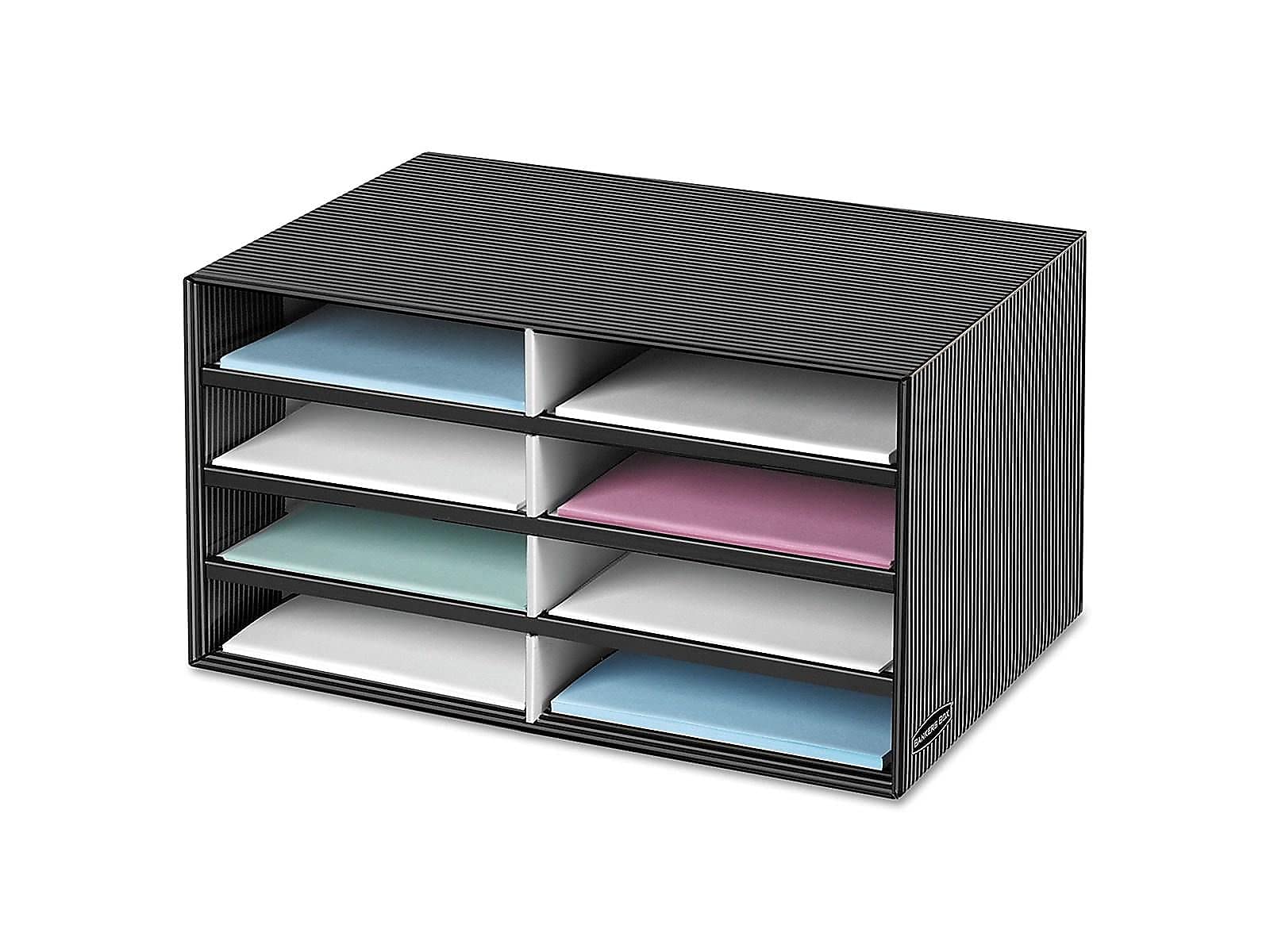 Bankers Box Sortownik dekoracyjny 8 liter sekcje 19 1/2 x 12 3/8 x 10 1/4 BK/GY Pinstripe FEL6170301