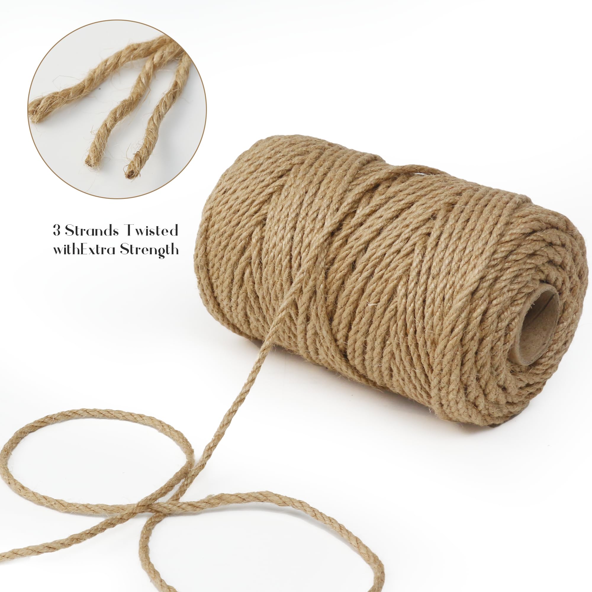 Natural Jute Twine, 4mm 328 Feet Macrame Cord, Rope Botswana - View #7