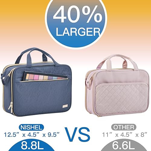 Miniatura 2 de NISHEL - Neceser de viaje, organizador de maquillaje portátil, bolsa de cosméticos plegable, estuche de viaje para artículos de tocador de tamaño