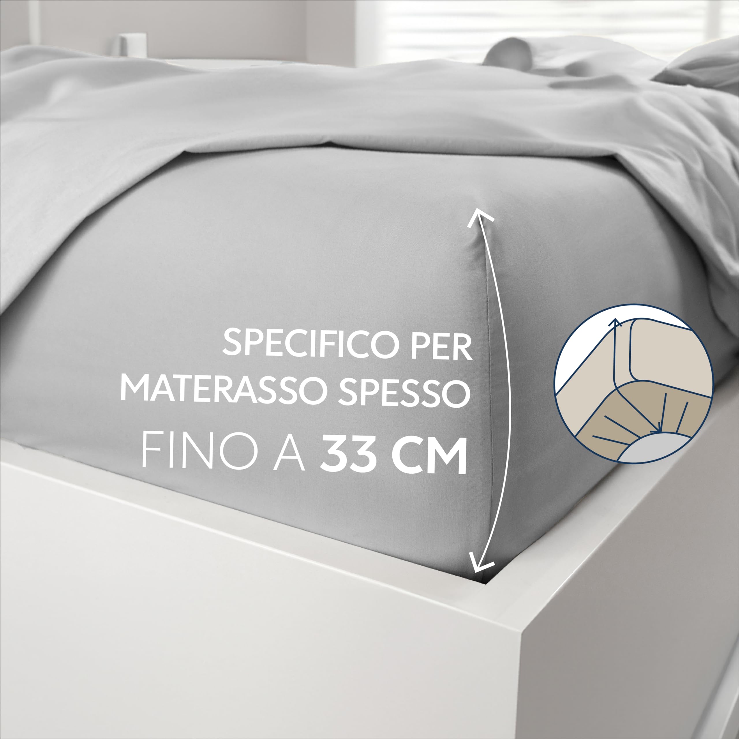 Dreamzie Lenzuolo con Angoli Singolo 90x190cm - Altezza Fino a 33 cm - 100% Microfibra - Grigio - Certificato Senza Prodotti Chimici (Oeko Tex), Lenzuola Letto con Angoli ed Elastico