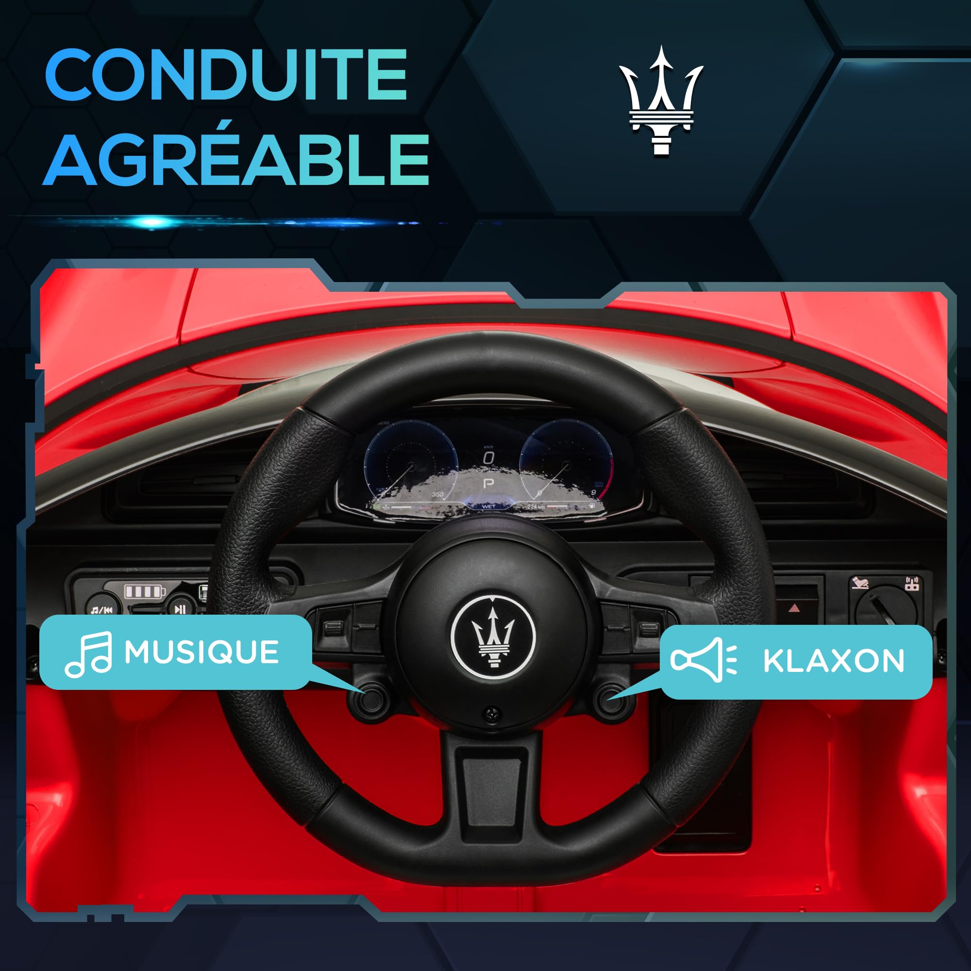 AIYAPLAY Voiture Électrique Enfants sous Licence Maserati MC20 12V Rouge