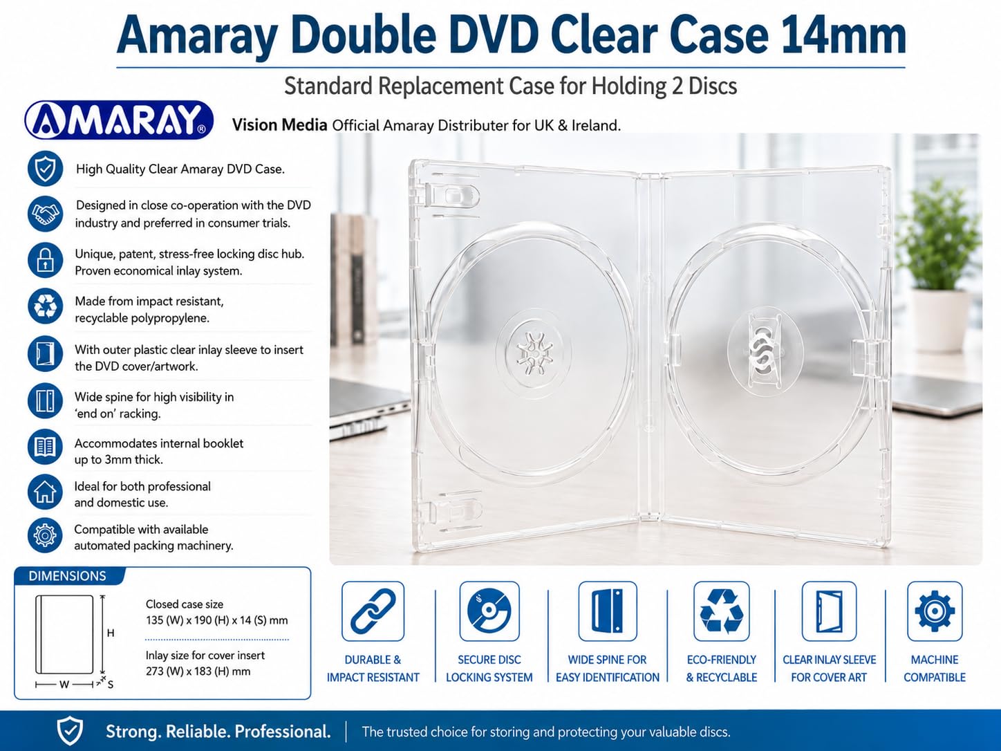 50 x doppia custodia trasparente Amaray - DVD/CD/BLU RAY