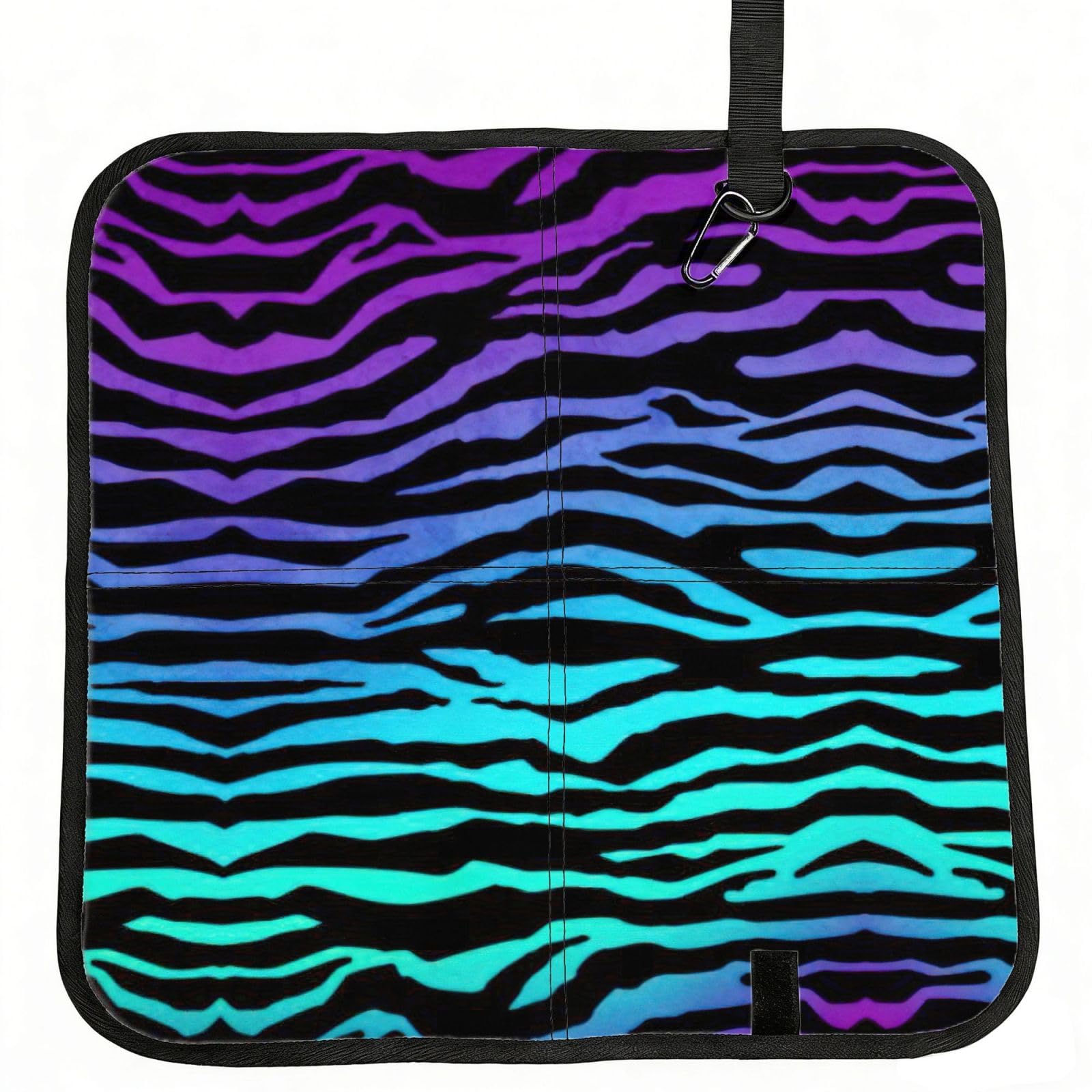 UVBDF Blue Camouflage Zebra Stripes Print Outdoor Sitting Cushion Folding Seat Pad Compact Portable Picnic Bench Cushion Mat