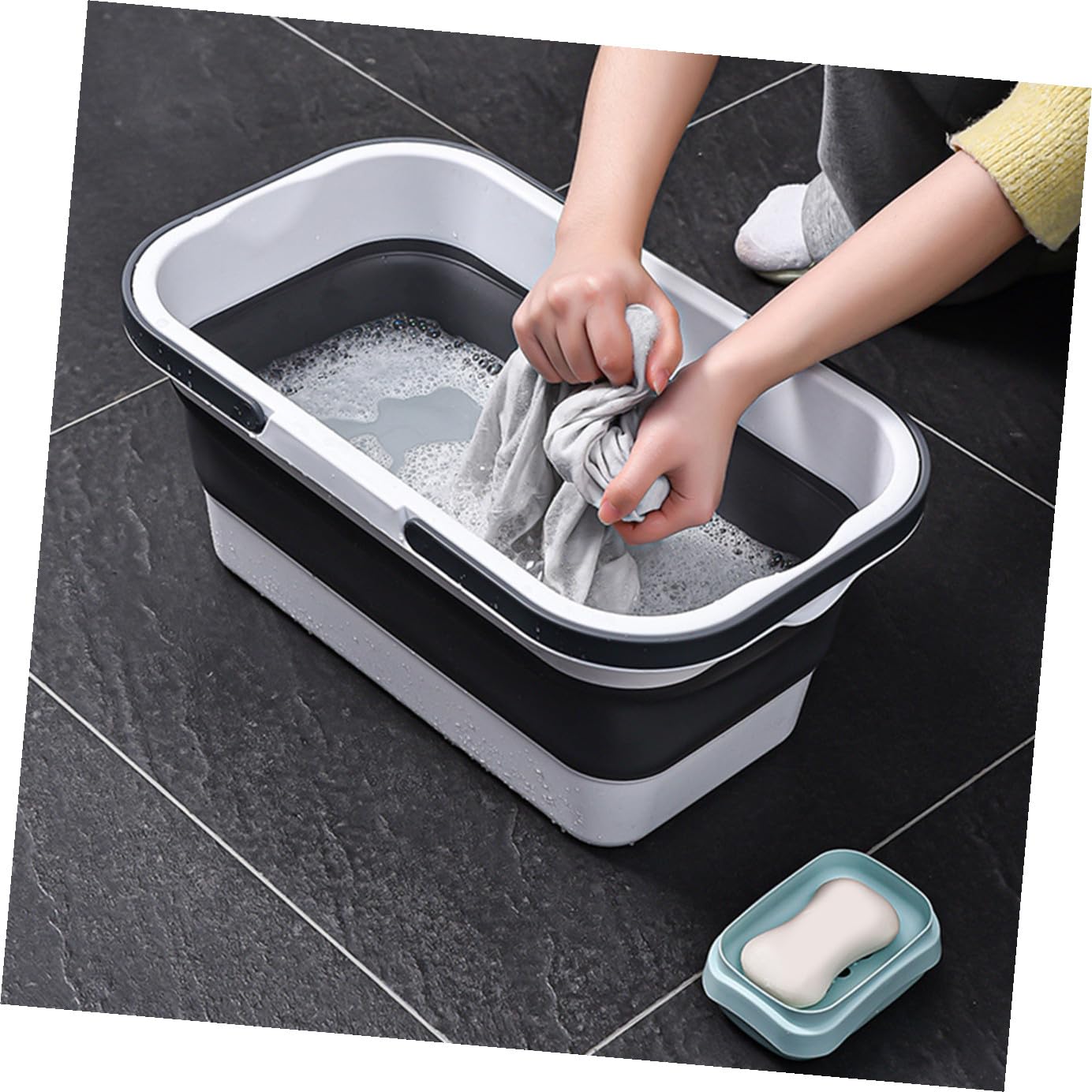 VILLCASE Cubo Plegable Portátil para Fregona de Plástico PP Gran Capacidad 15L con Asa Resistente para Limpieza Doméstica Camping y Uso Multifuncional
