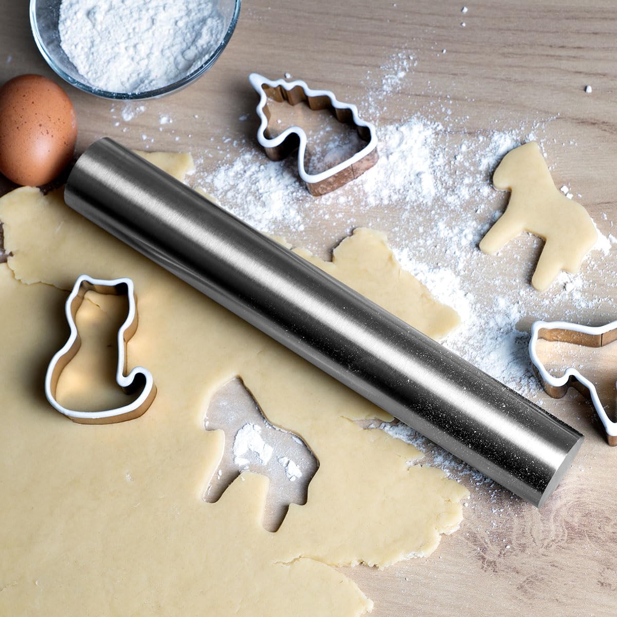 Lurch 70258 Mattarello In Acciaio Inox 18/10 - Lunghezza 40 Cm, Diametro 4 Cm - Professionale
