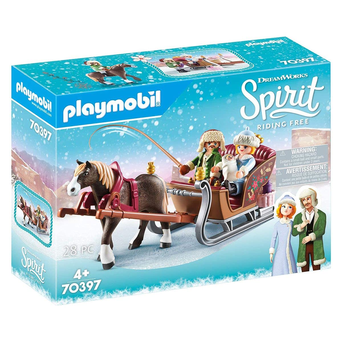 PLAYMOBIL DreamWorks Spirit 70397, Padre di Lucky con Slitta, dai 4 Anni