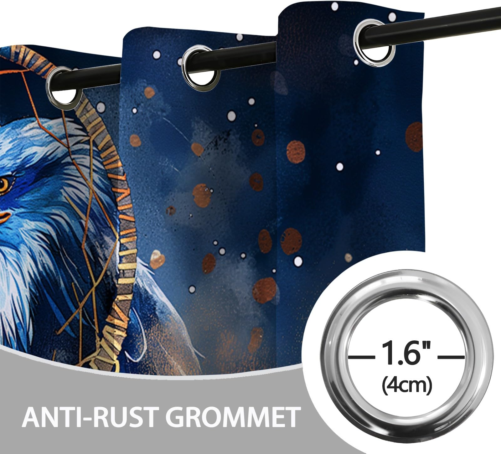 Generisch Blickdicht Vorhang Ösenschal Verdunkelungsvorhang 3D Fantasy-Stil Traumfänger Adler Gardinen Kinderzimmer Wohnzimmer Thermovorhang Polyester Vorhänge 183 x 117 cm 2Er Set