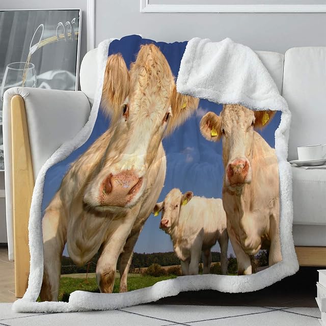 loyaltyer Weighted Blanket for Children White Cow Fleece Blanket Comfort Soft Fluffy Fuzzy for Kids Baby Boys Girls Shower Birthday Gifts Nursery Sofa Bed Throw Blanket, Baby/Pet 75 x 100 cm