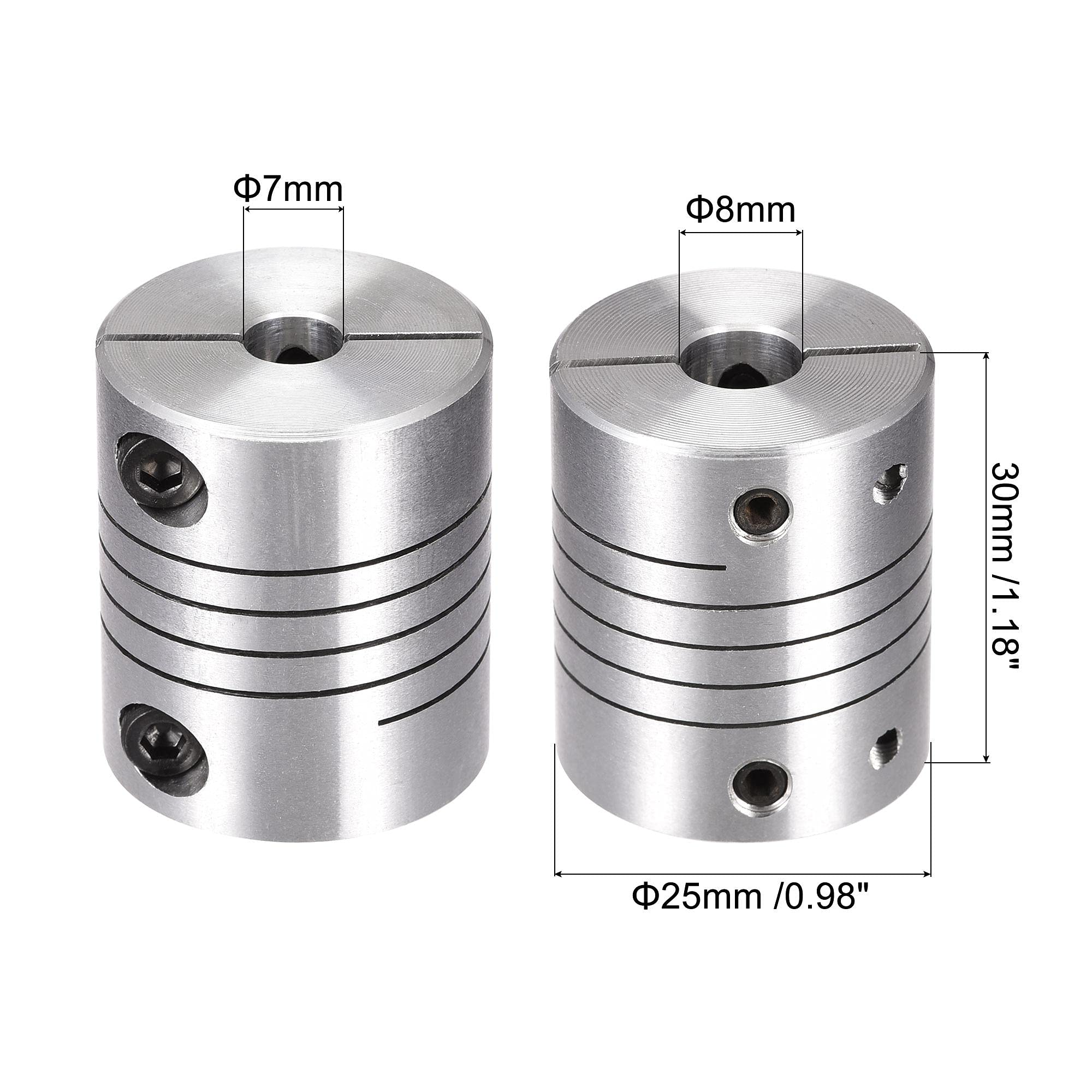Accouplement D'arbre Hélicoïdal 7mm à 8mm - Longueur 30mm, Diamètre 25mm - Pour Encodeurs, Petites Pompes, Systèmes D'entraînement - 11