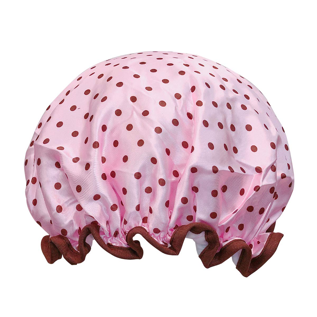 allydrew Fun & Cute Reusable Women's Waterproof Shower Caps for Long Hair, Pink Polka Dots