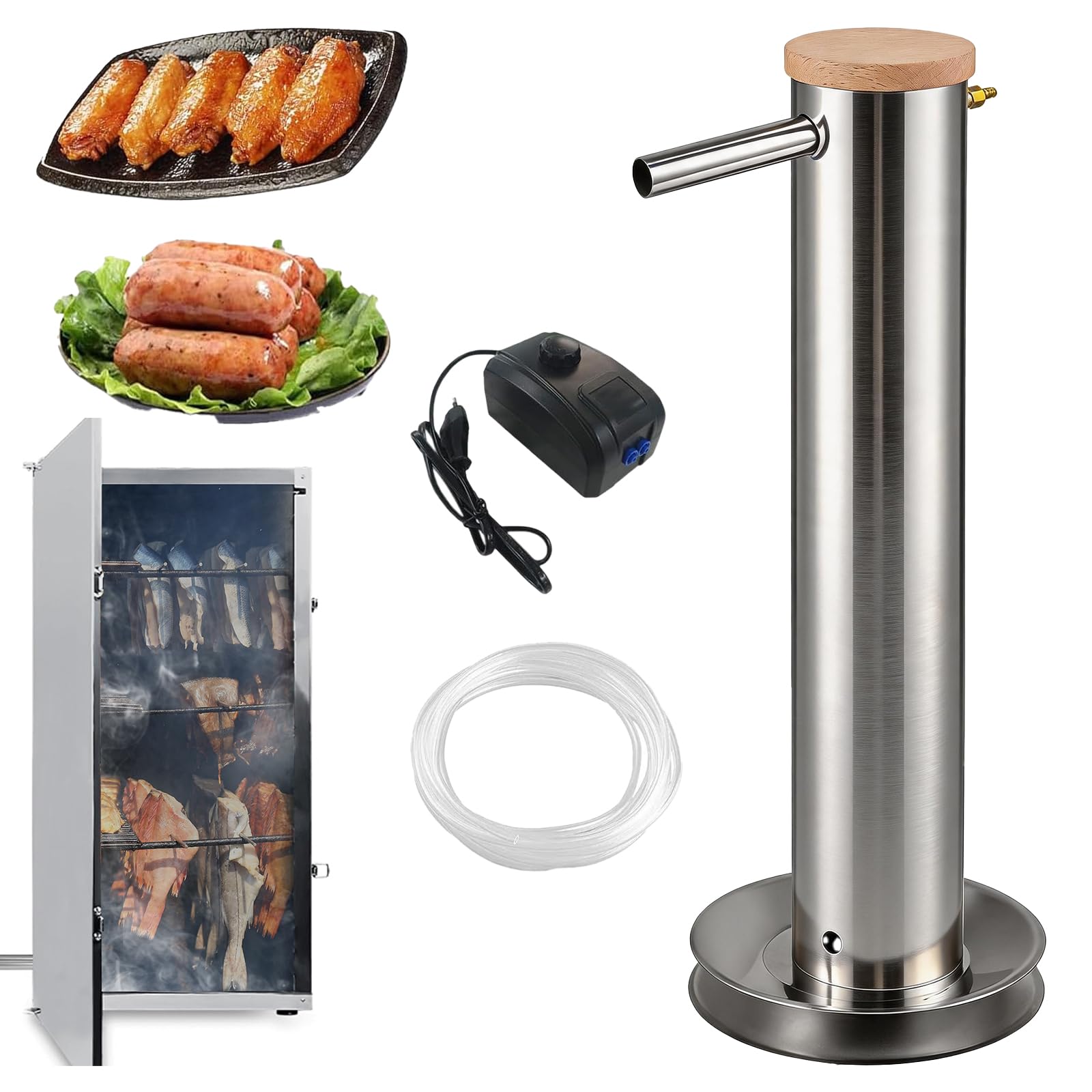 Kaltrauchgenerator Edelstahl 70cm, 4,3L Rauchgenerator Kaltrauchgenerator Rauchgenerator für Räucherofen mit Pumpe für BBQ Kalträuchern Fisch Fleisch Käse Wurst