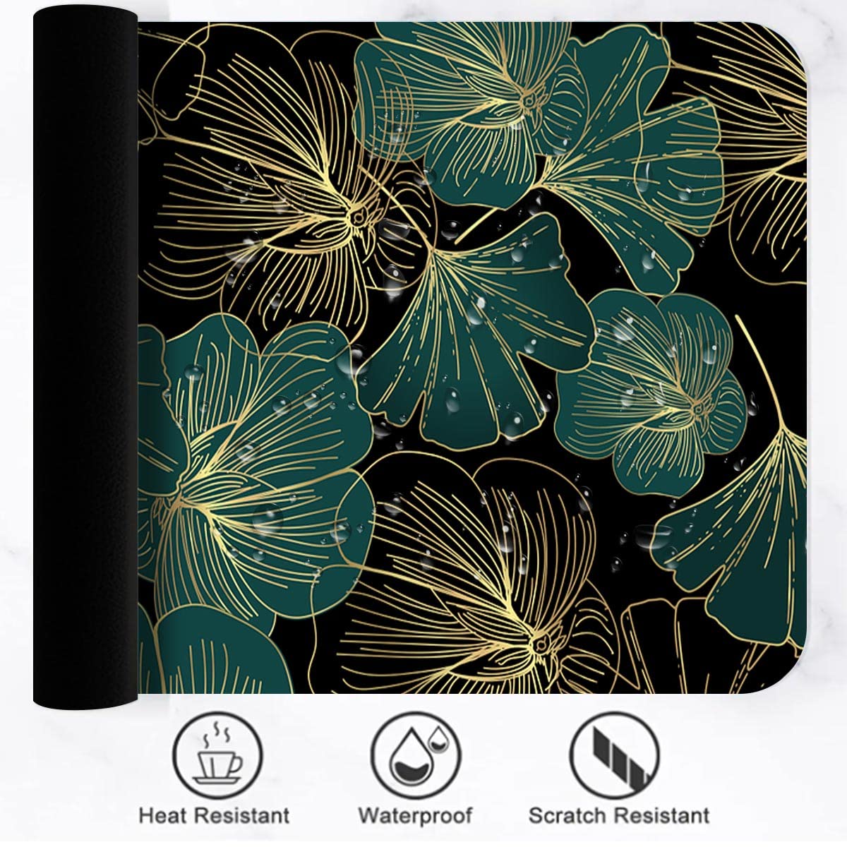 Ginkgo liść gamingowa podkładka pod mysz 80 x 30 x 0,30 cm antypoślizgowa klawiatura komputerowa podkładka pod laptopa do domowego biura gamingowego stołu warsztatowego BDZZMN2