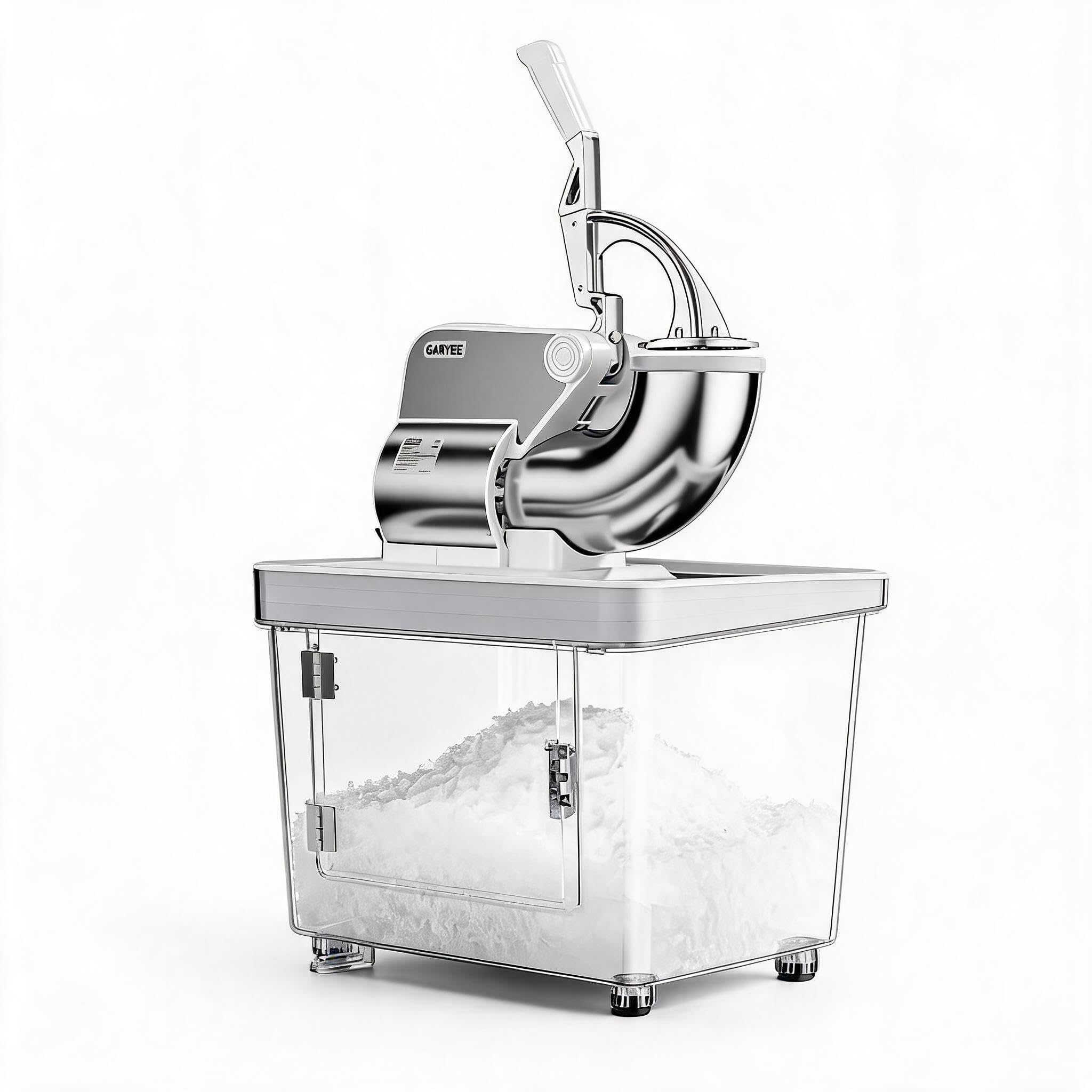 Garvee Leistungsstarker Eiscrusher 300W – Doppelte Edelstahlklinge, 50L Behälter, bis 300kg/h – Elektrische Eismaschine für Bar, Restaurant, Küche – Ideal für Cocktails, Smoothies & Slushies – EU