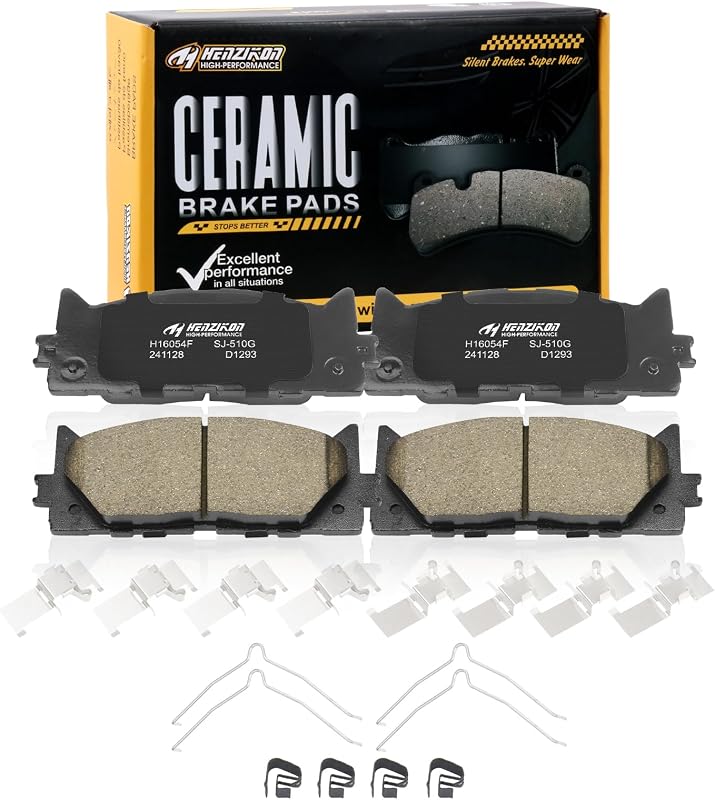Pastilhas de freio dianteiras cerâmicas HYFTJYZ HZ1293 para Toyota Avalon, Camry e Lexus ES350/ES300h – 1 conjunto