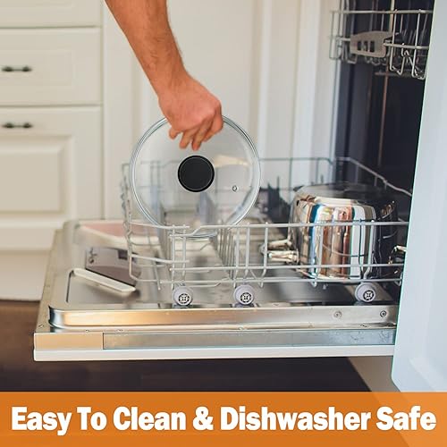 Miniatura 5 de Wadaza Tapa de sartén de 8 pulgadas, tapa de vidrio templado, tapa de vidrio de repuesto apta para horno para sartén, wok y sartén