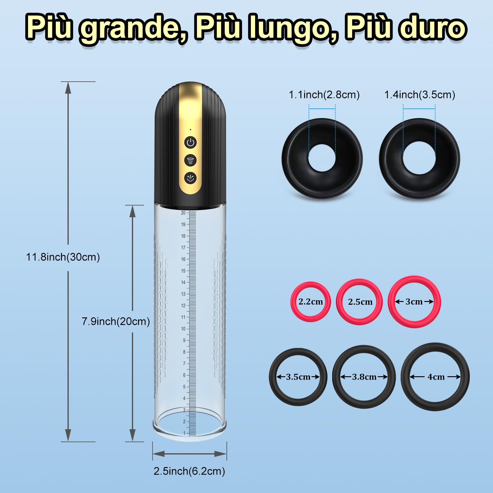 Pompa Pene Elettrica per Ingrandimento - con 4 Modalità di Aspirazione e Masturbtore per Uomo Realistici, Sex Toys per Pompino