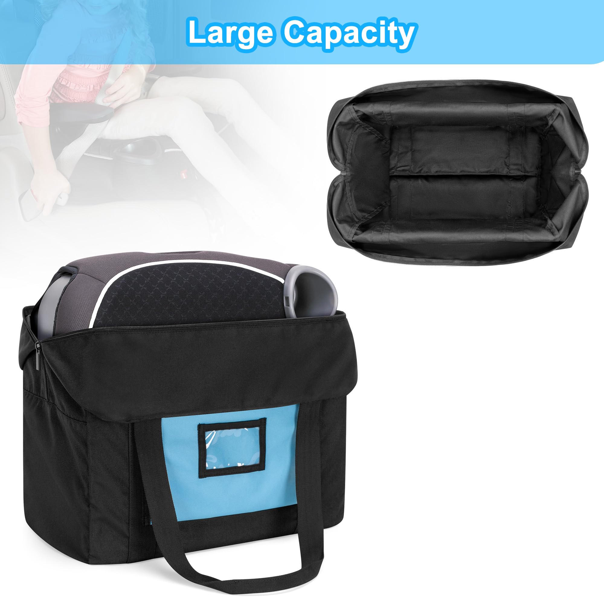 Teamoy Sac pour Coussin Rehausseur, Noir | Sac de Rangement pour Siège Rehausseur, Sac de Voyage pour Chaise Haute (Sac Uniquement)