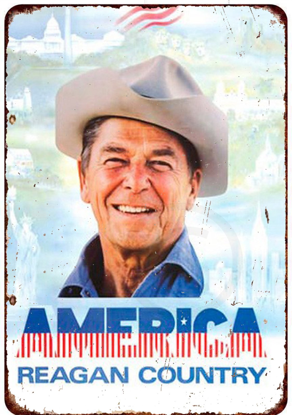Custom Kraze Ronald Reagan Country America Poster Reproduction Metal Sign 8 x 12