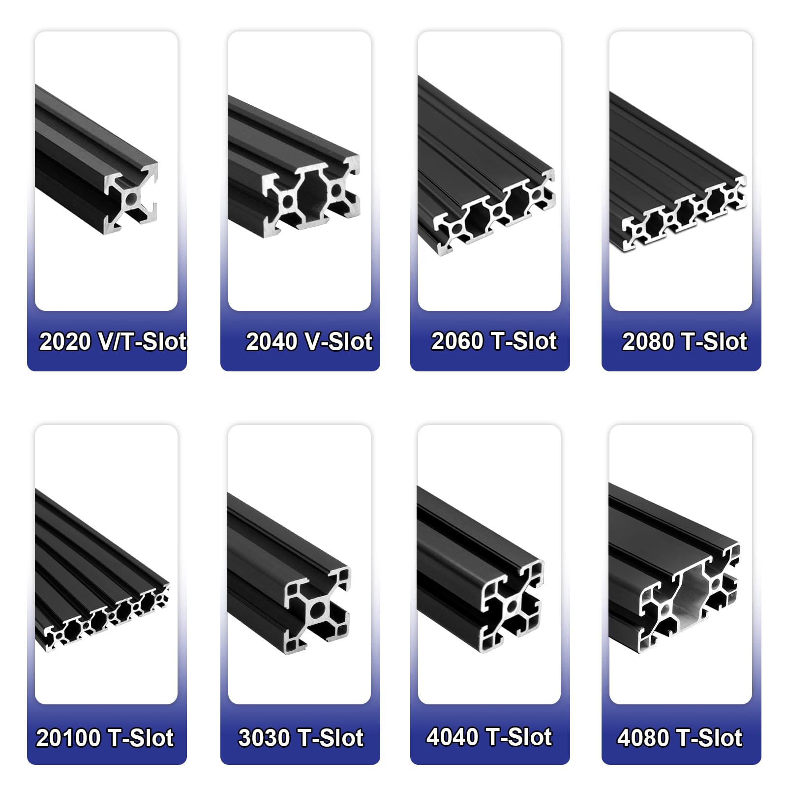 8 Stück 2020 V Typ Schwarz 400mm und 20x20 aluminium profil Verbinder Kit Europäischer Standard Eloxierte Linearschiene aluminiumprofile Extrusion,für DIY 3D Drucker und CNC Maschinen