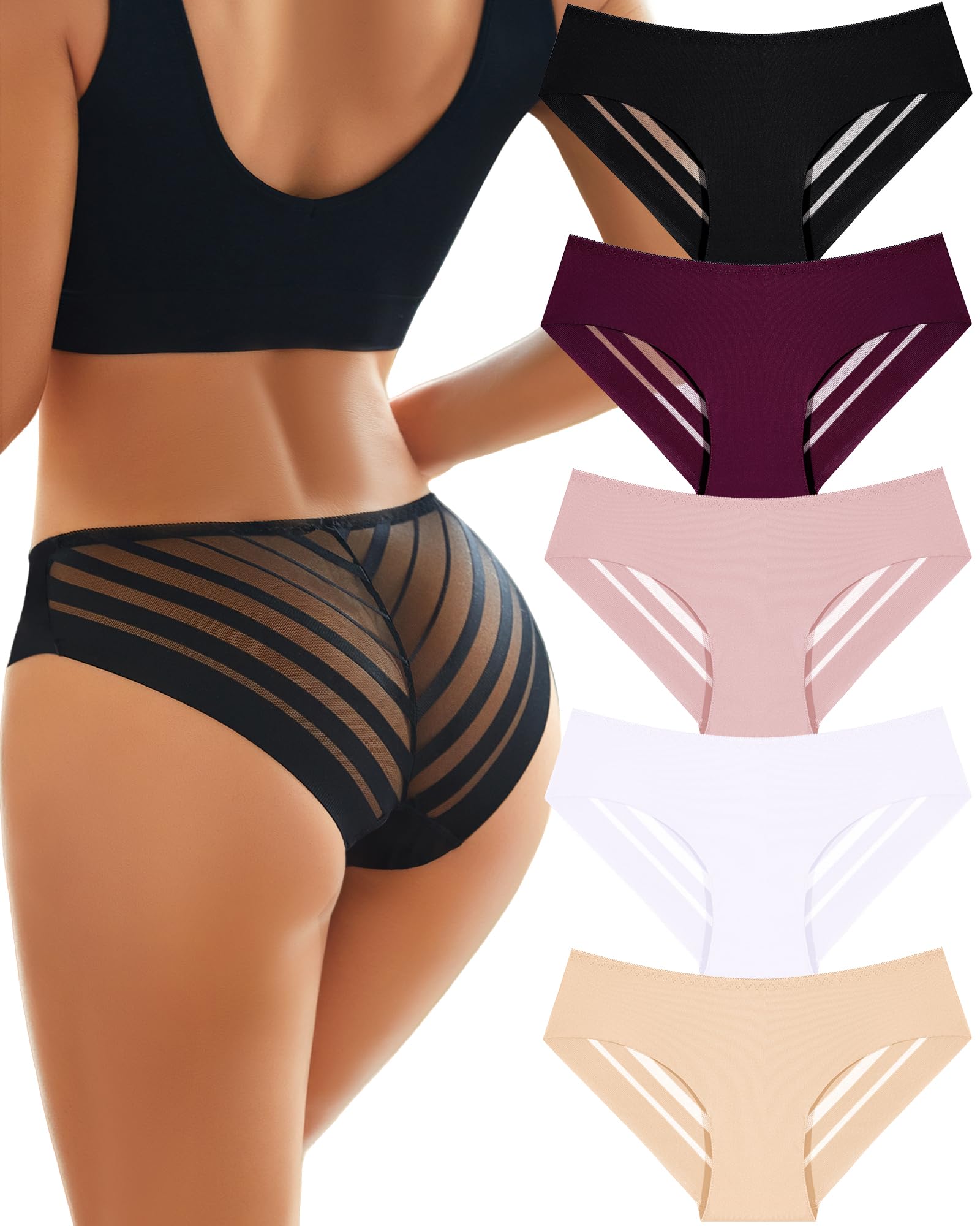 ALL OF SHE 5er Pack Unterhosen Damen Spitze Unterwäsche Frauen Seamless Slips Damen Sexy Unterwäsche für Frau Slip Mit Spitze Panties Atmungsaktiv Underwear Women S-XL