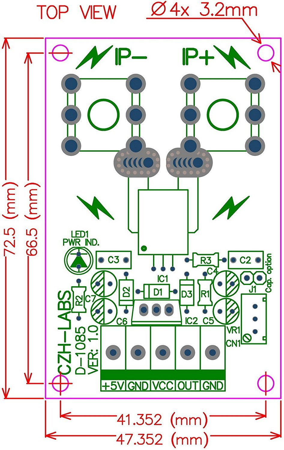 Electronics-Salon DIN Rail Mount +/-50Amp AC/DC Current Sensor Module, based on ACS758
