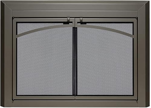 Miniatura 1 de UniFlame - Gerri - Puertas de chimenea estilo gabinete con vidrio templado ahumado (color plomizo, tamaño pequeño - se adapta a aperturas de 30 a 37