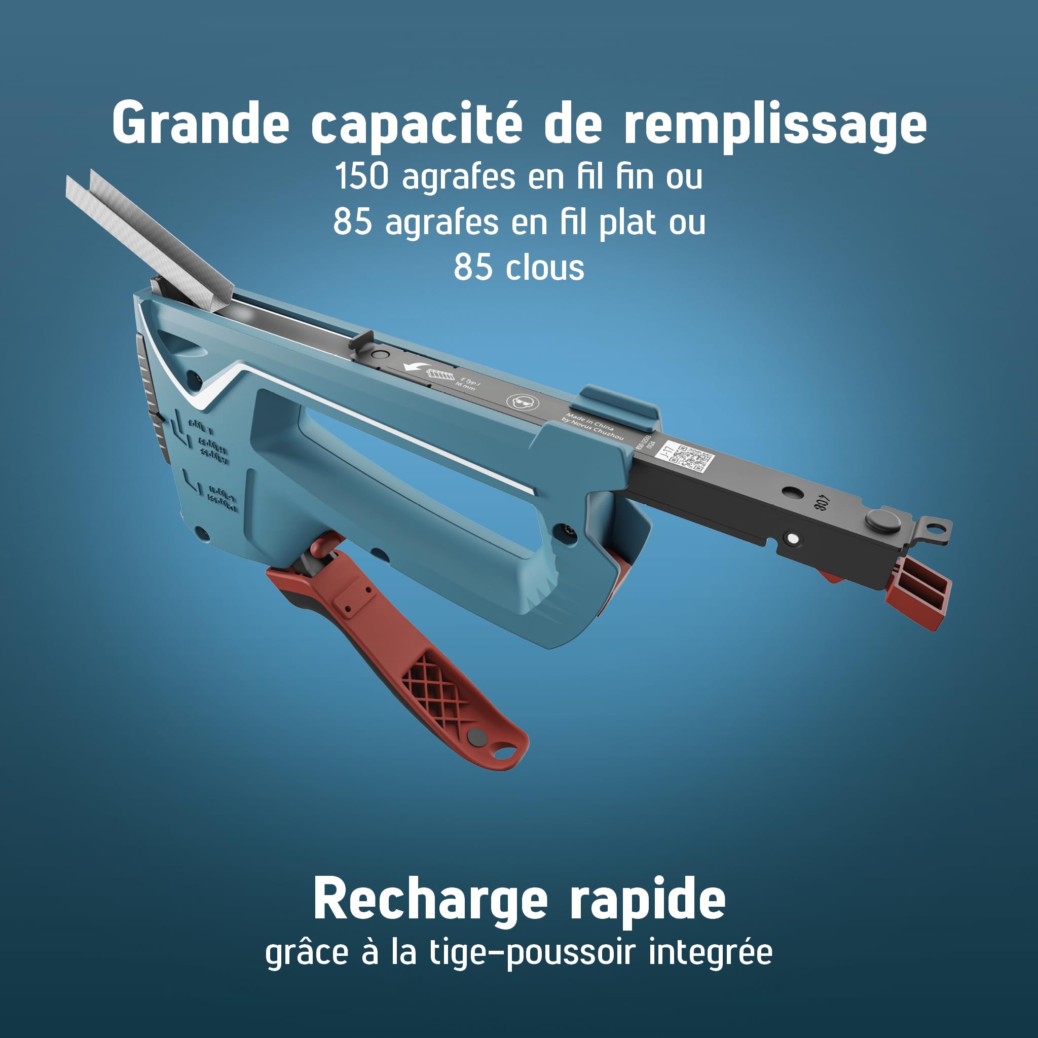NOVUS TOOLS Agrafeuse manuelle J-17 Kit avec 1800 agrafes