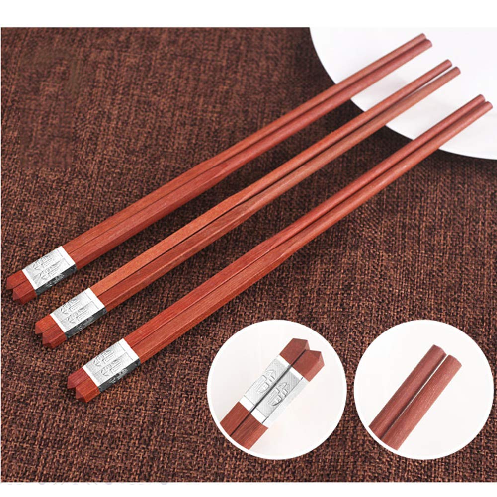 Coffret Cadeau de Baguettes en Bois réutilisables avec étui, Ensemble de Baguettes à Sushi japonaises, Baguettes Chinoises de Luxe en Bois Naturel, Baguettes antidérapantes, Baguet(Silver)
