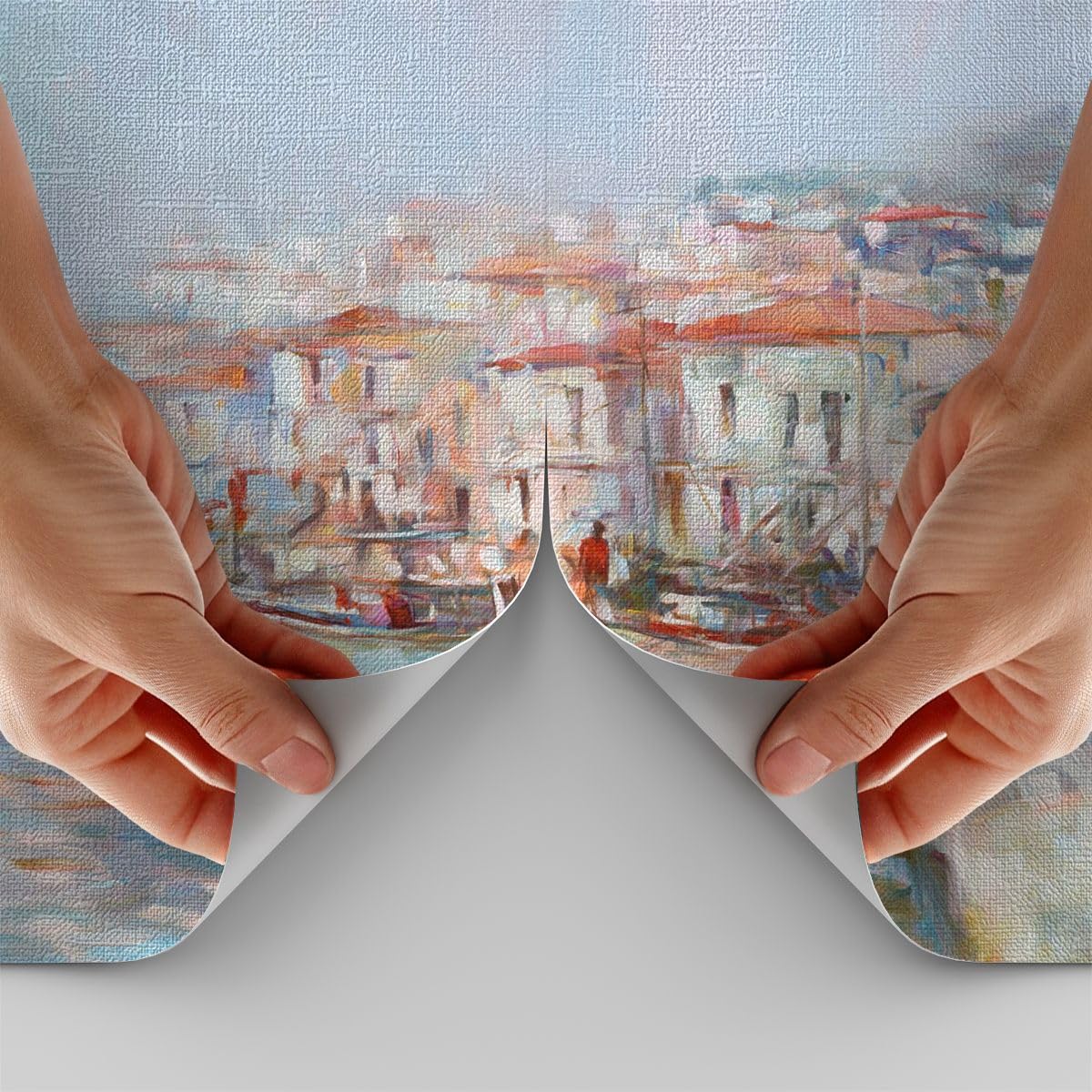 Carta da Parati Vinile in TNT 150x105 cm Architettura Paesaggi - 4852 - WF3 | Isola Barche Porta Premium Canvas Fotomurale Moderno Decorazione da Parete Murale da Parete Per Soggiorno ARTTOR