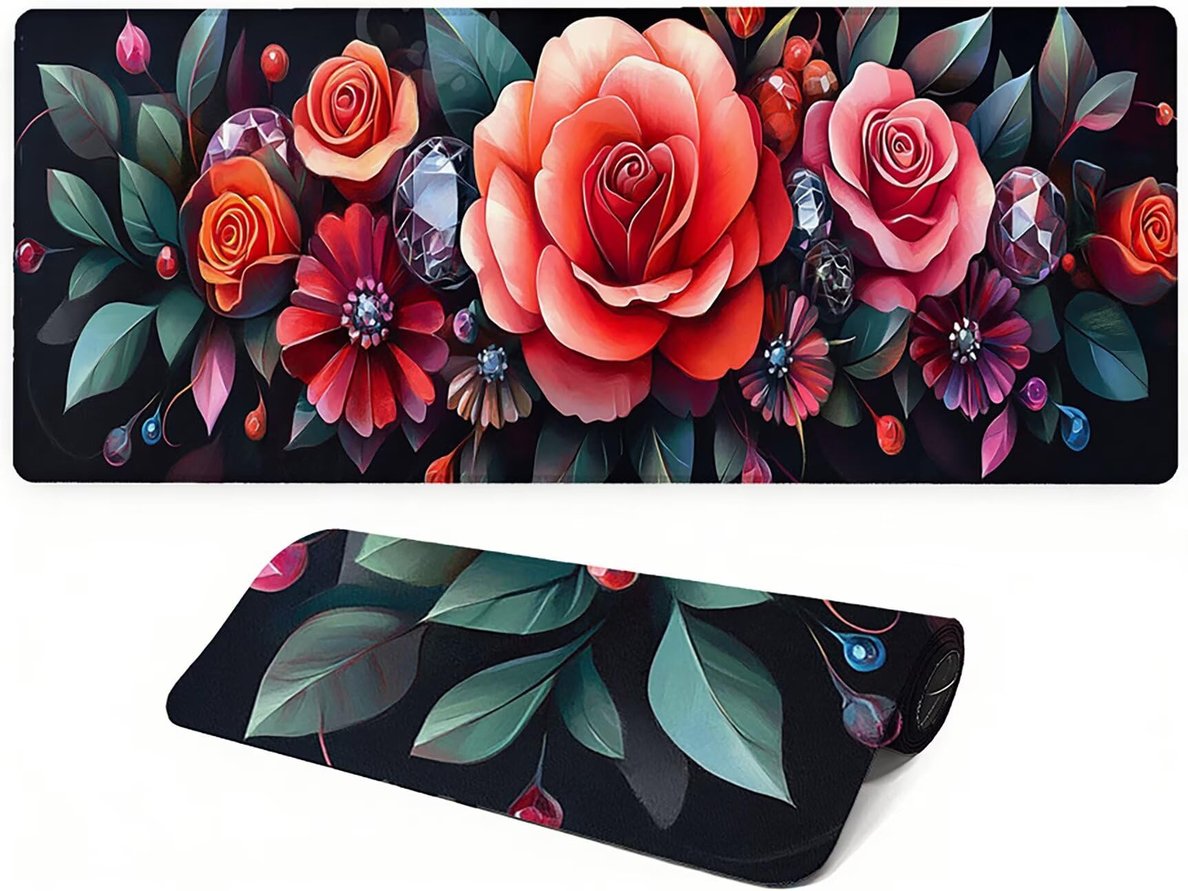 Podkładka pod mysz Lejnlnng XXL - 120x60cm - duży kwiat podkładka pod mysz dla graczy, arkusz XL antypoślizgowa gumowa mata na biurko, wodoodporna podkładka pod mysz o wysokiej precyzji i szybkości