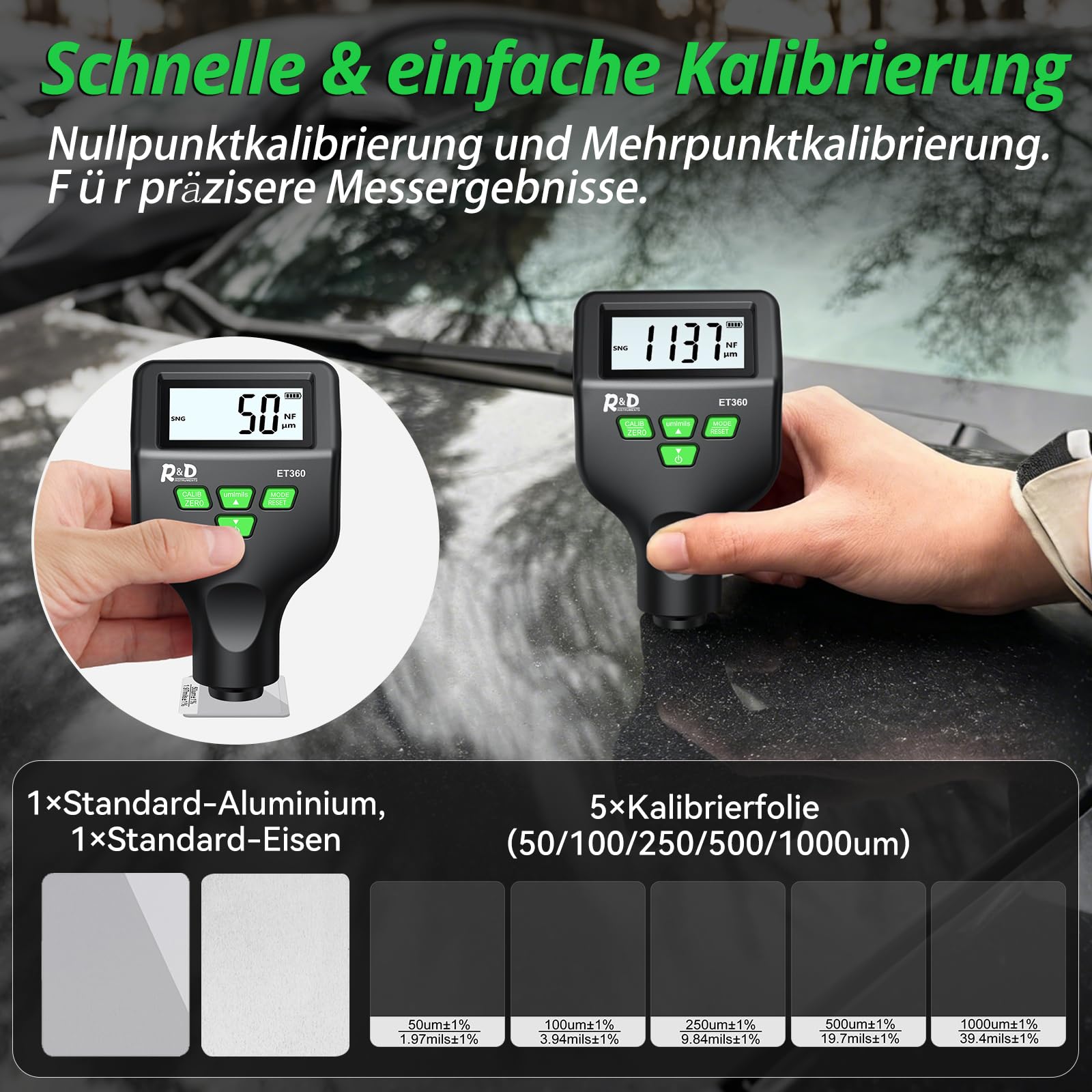 RDINSCOS Lackmessgerät Auto Schichtdickenmessgerät Autolack