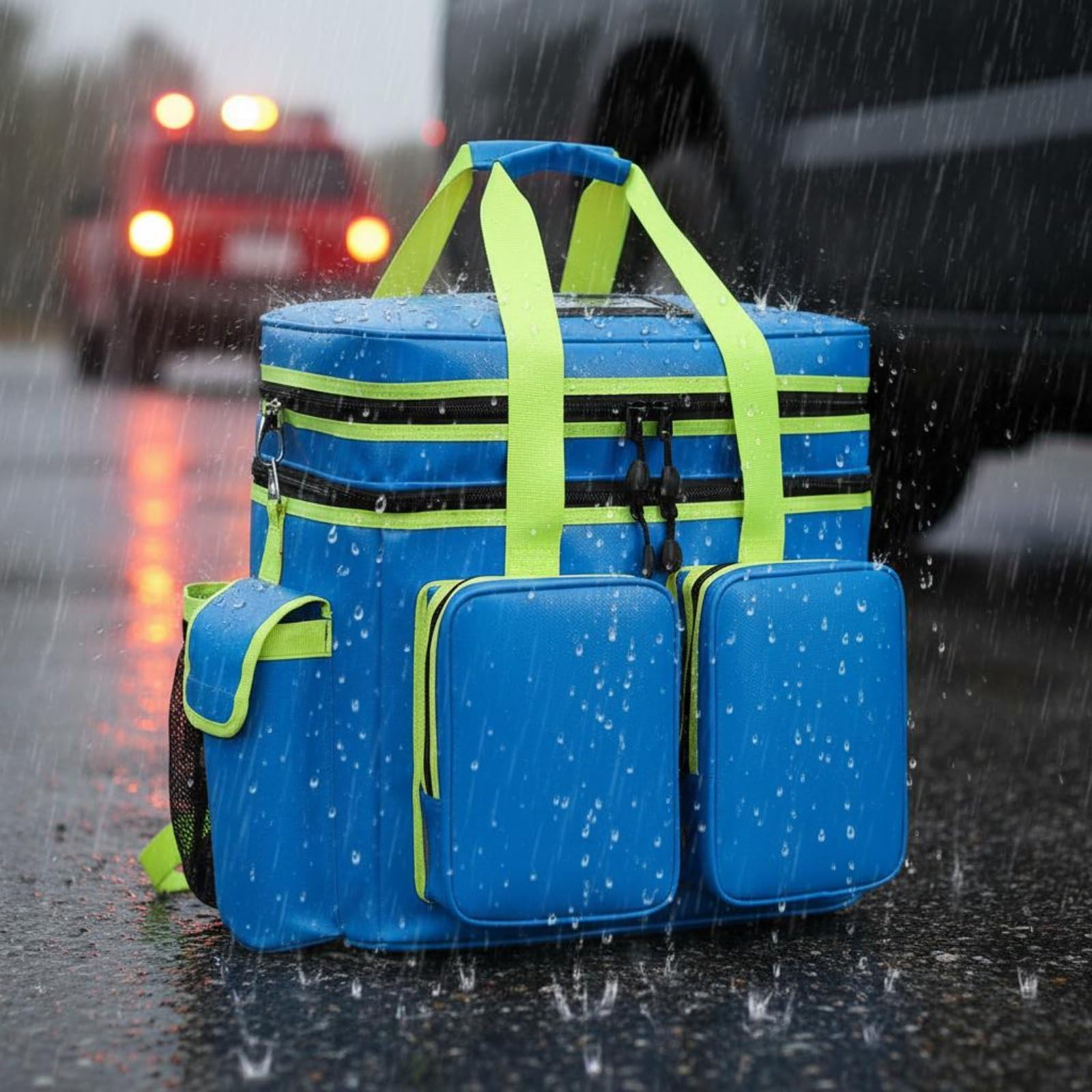 Zaino Ambulanza Trasporto Comodo Zaino Medico Impermeabile Tessuto Oxford Borsa Soccorso Grande per Soccorritori, Rosso