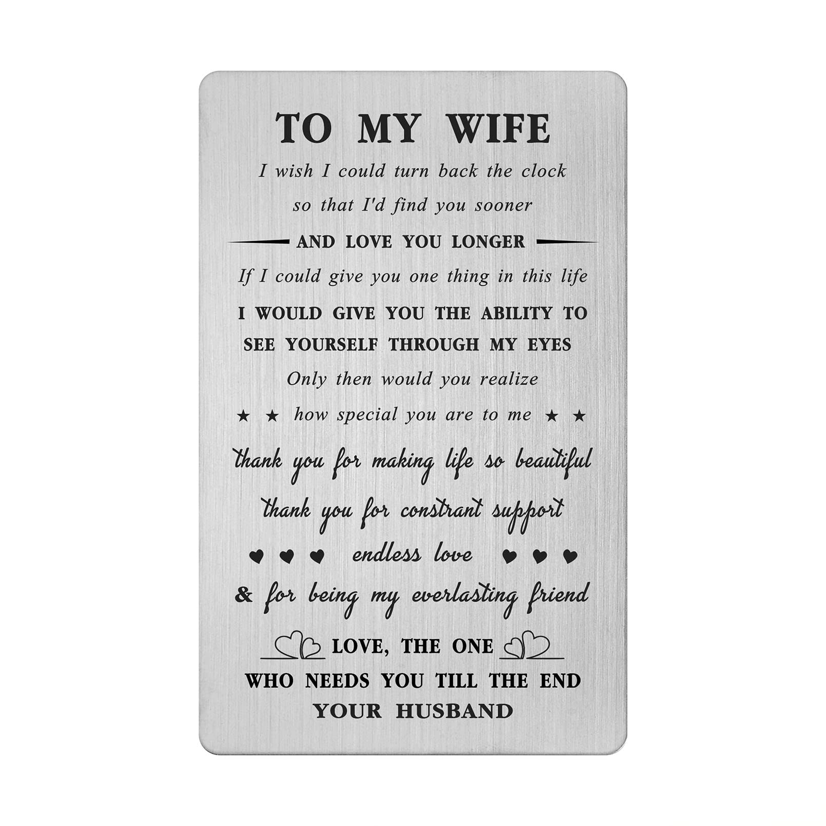 Mataly To My Wife Gifts Wallet Card - Romantic Anniversary Card for Wife - Wife Birthday Gift Ideas - I Love You Gifts for Her, Valentines, Christmas,