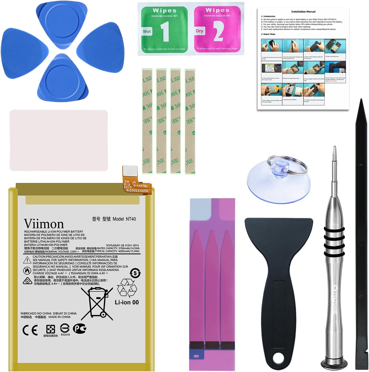 for Moto G Pure 2021 Battery Replacement Kits Compatible with Moto G Pure 2021 Model XT2163-4 with Repair Tool Kits