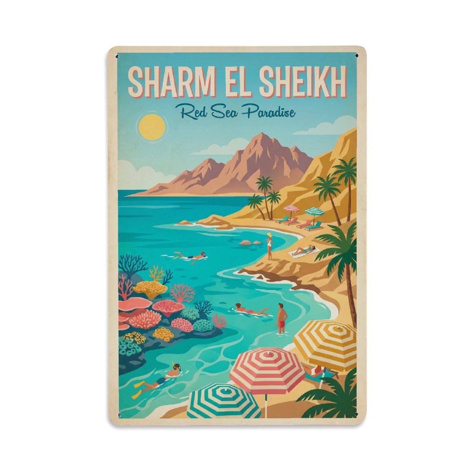 Metal Tin Sign Egypt Sharm El Sheikh Travel Retro
