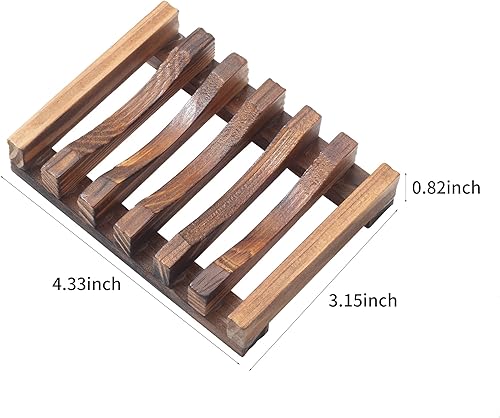 Miniatura 5 de Jabonera de madera para ducha, juego de 2 soportes para jabón de ducha, soporte de jabón de barra autodrenante para baño, bandeja de jabón
