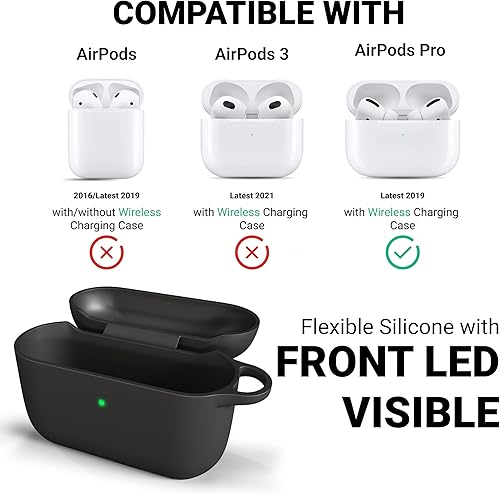 Miniatura 4 de IceSword Funda para Airpods Pro de 21 generación, funda protectora completa de silicona para AirPods, carcasa suave, absorbente de golpes, llavero