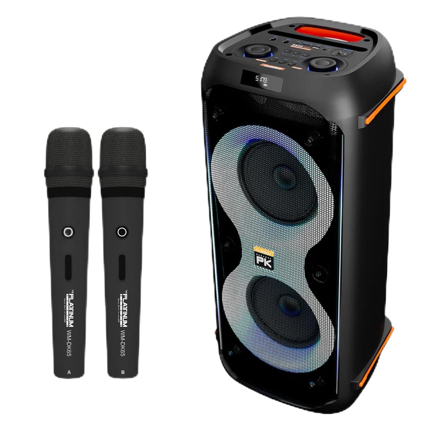 DK-65 Duo Party Jukebox with Built-in Speaker, 2 Wireless Microphones, and 20K English & Filipino OPM Tagalog Songs.
