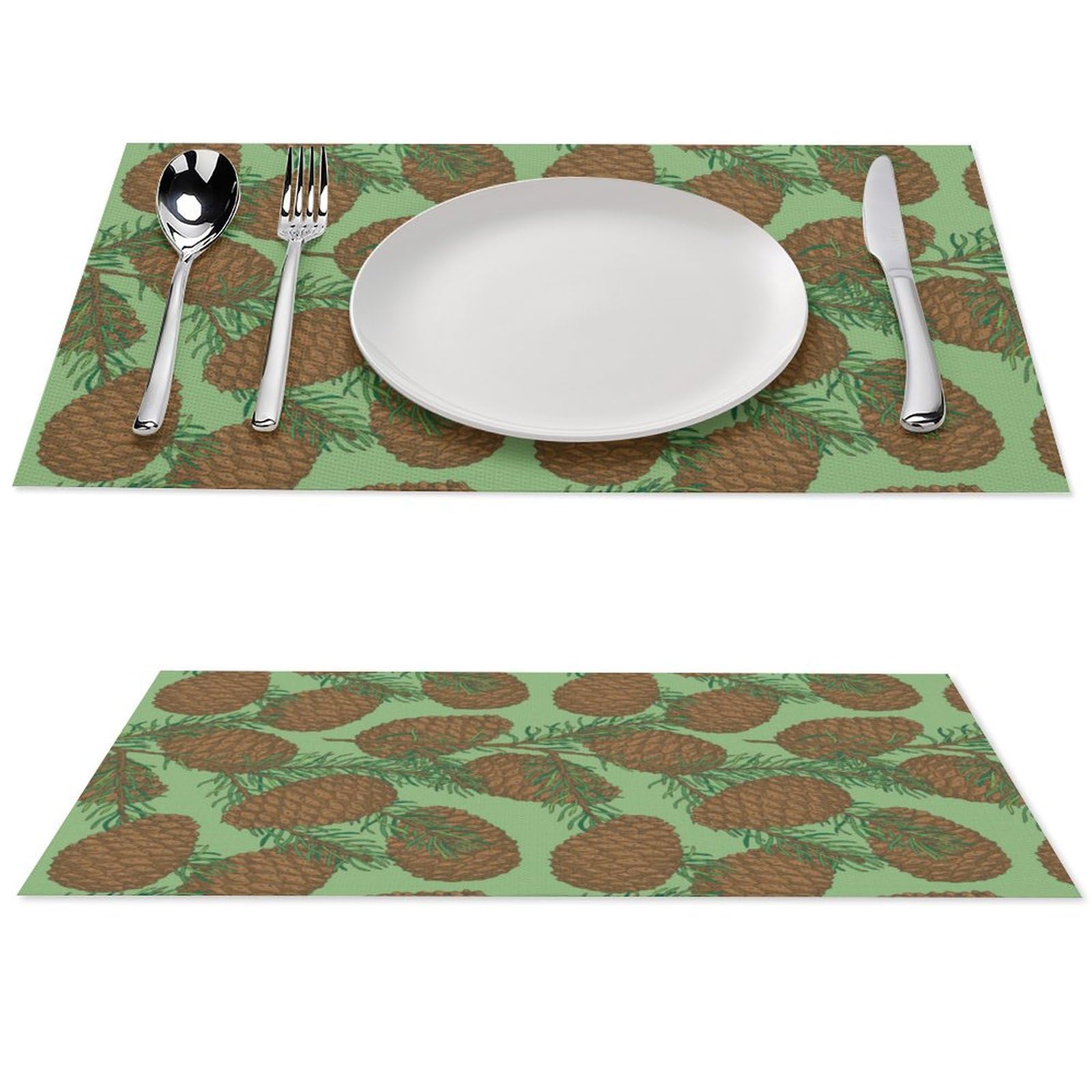 Pine Cones Pattern Placemats Set of 2 PCS Washable Table Runner 18" X 12" Place Mats for Kitchen Party Dining Decoration