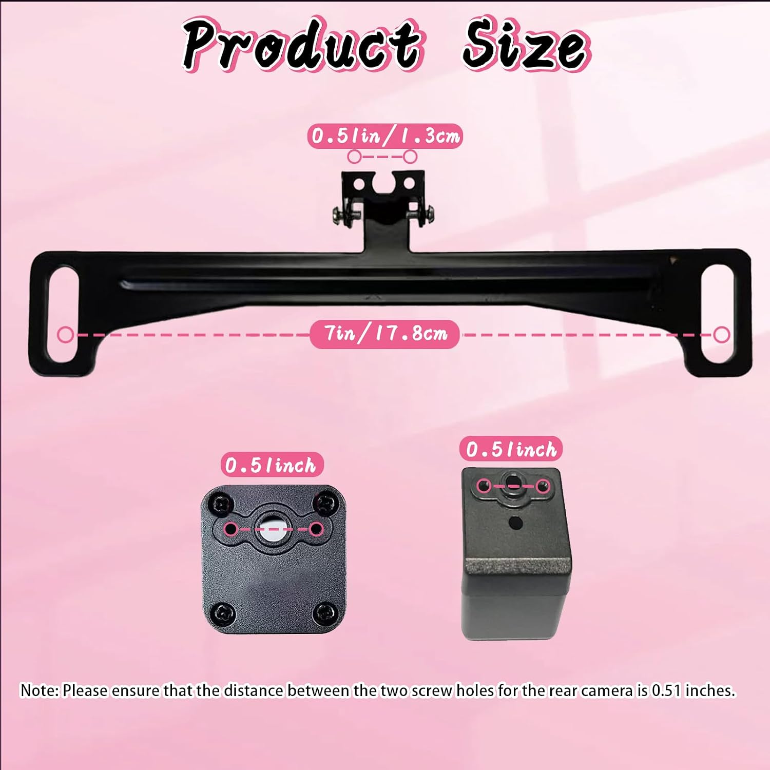 HAIOLORPRO Backup Camera License Plate Mount 2PCS, No-Drill Universal Car Rear View Camera License Plate Bracket, 170° Adjustable Rear View Camera Compatible with Sedan, SUV, Truck image 2