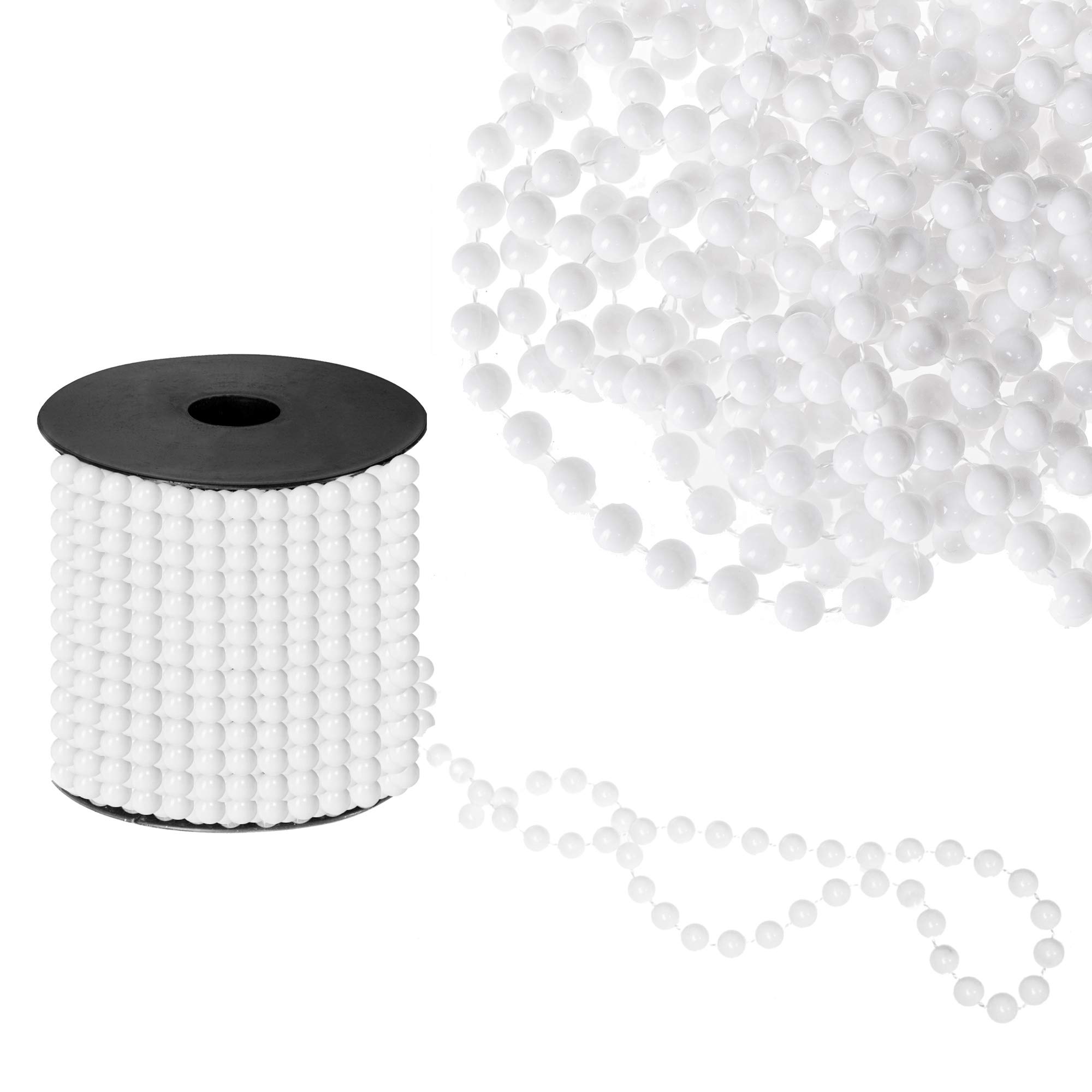 Ghirlanda di perle finte, 8 mm, 15,7 m, rotolo di filo per fai da te, matrimoni, feste, decorazioni per albero di Natale