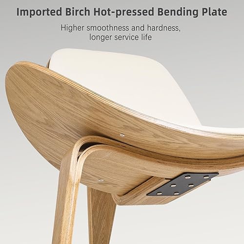 Miniatura 5 de Hans Wegner - Silla de estilo simple y moderna, sillas de cuero con asiento acolchado, silla ergonómica de tres patas para sala de estar,