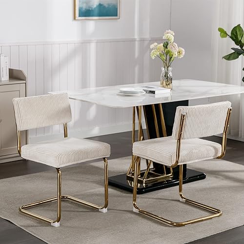 Miniatura 1 de JINS&VICO Juego de 2 sillas de comedor, modernas sillas decorativas de pana con cojín de asiento grueso, sillas tapizadas para sala de estar con