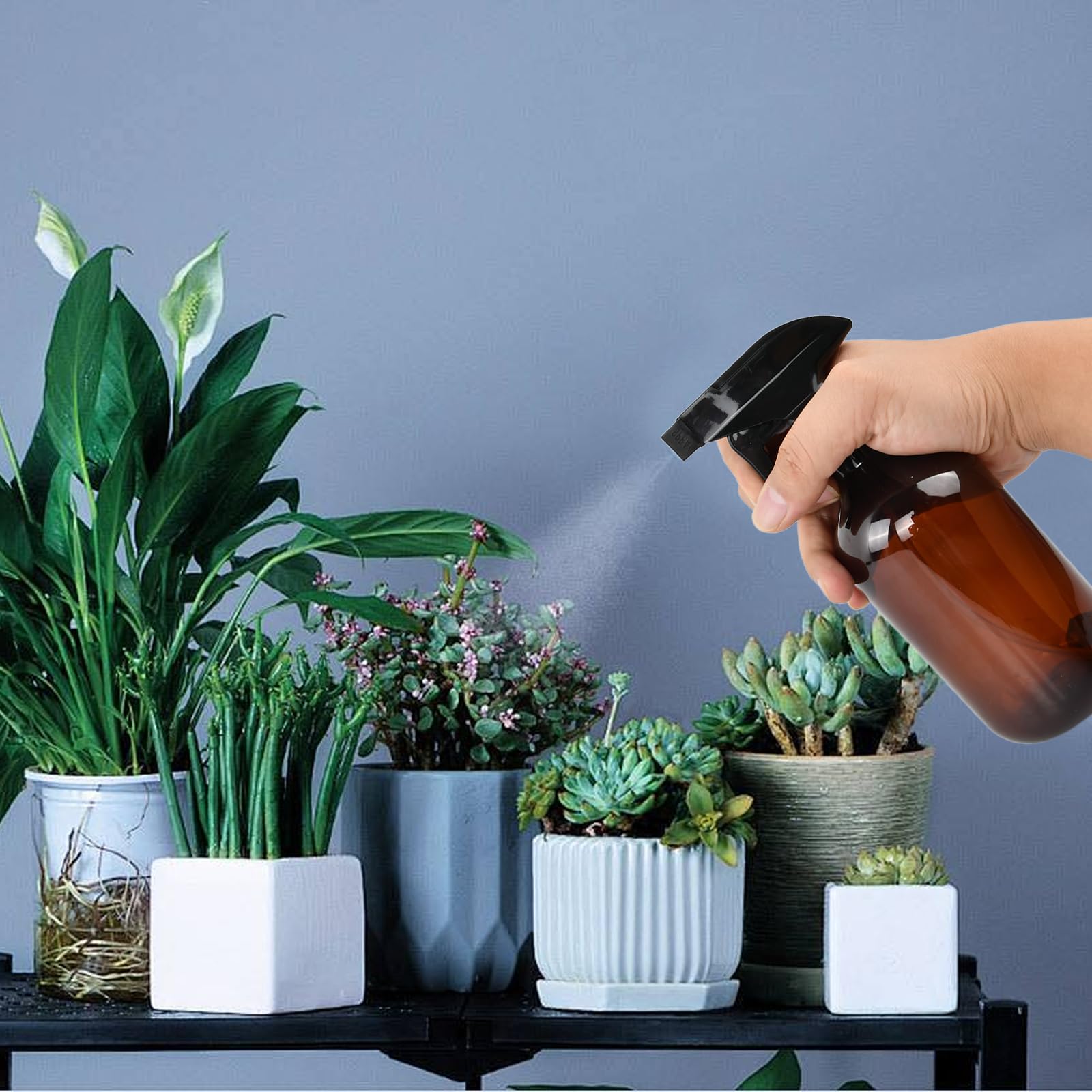 2 Piezas Botella de Spray 500 ml, Pulverizador Agua Peluqueria, Botellas de Plástico Reutilizables para Hogar, Jardín, Cocina y Limpieza, Frasco de Spray Vacío (marrón)