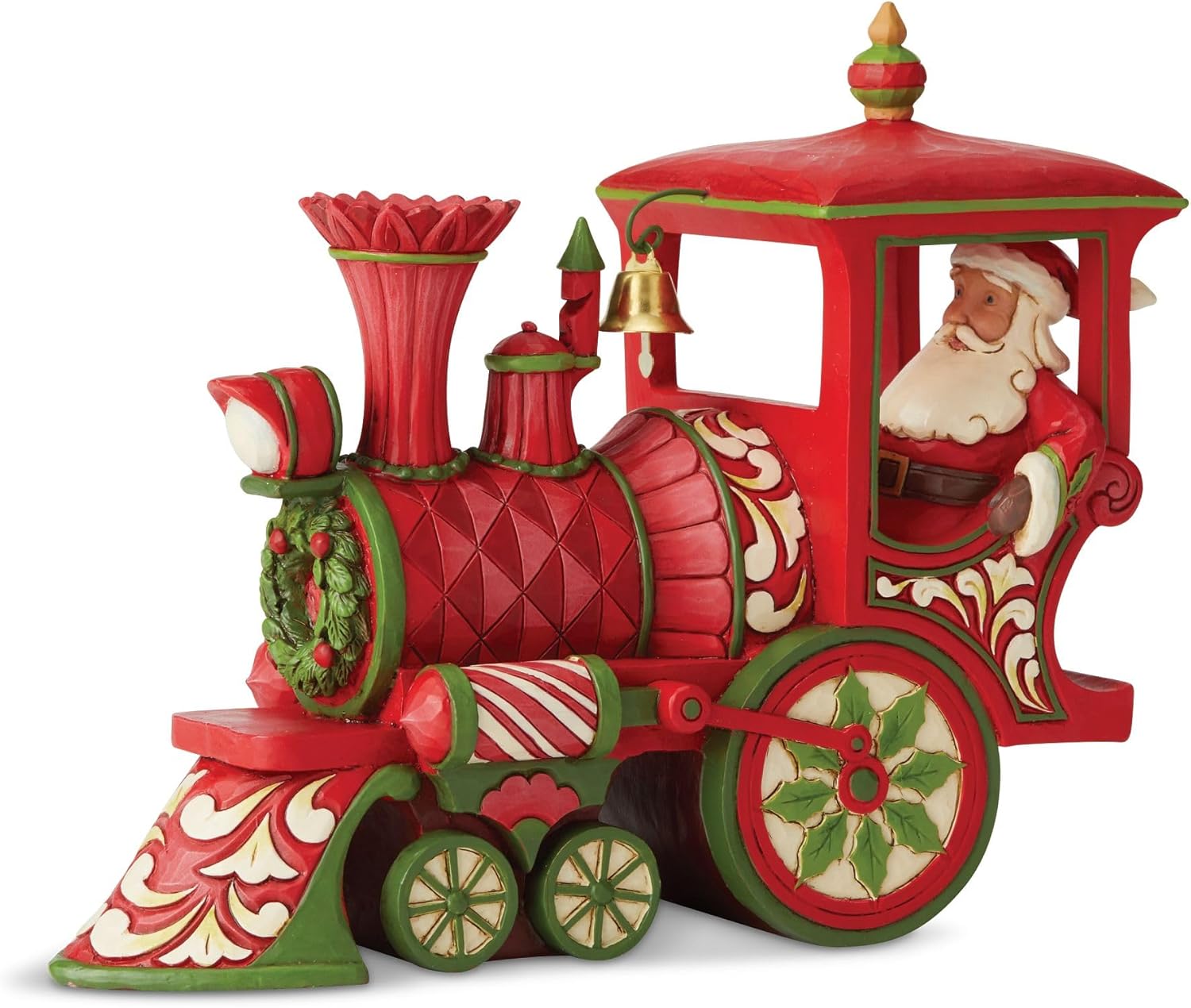 Enesco Jim Shore Heartwood Creek Santa in Christmas Train Engine Figurine, 6-Inch Height, Red