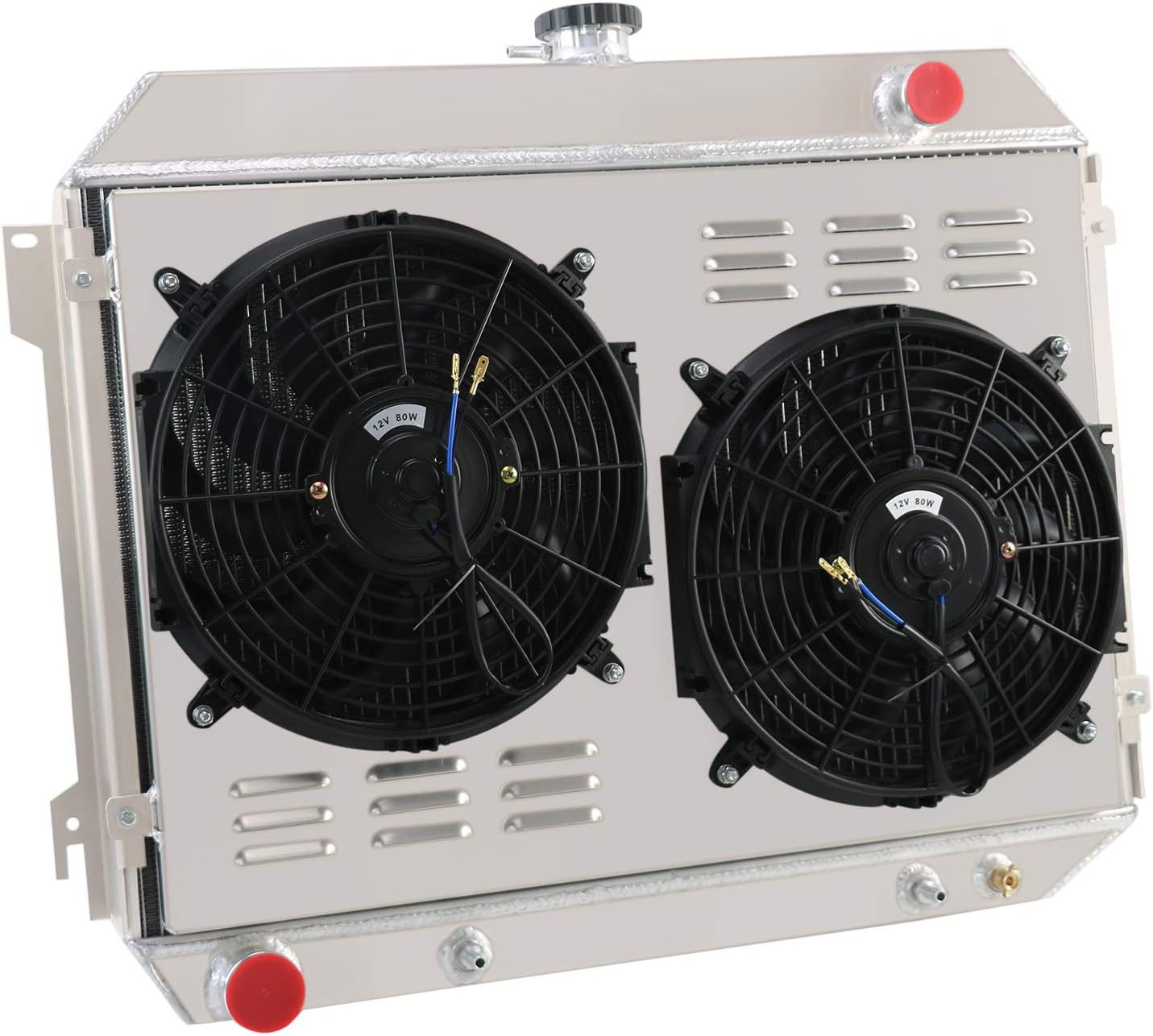 ALLOYWORKS 3 Row All Aluminum Radiator+Shroud Fan+Relay For 1968-1974 Dodge Coronet/Charger/Challenger, Plymouth Satellite/Belvedere/GTX AT/MT