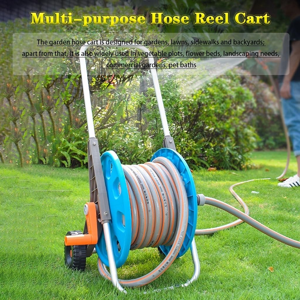 Carrello avvolgitubo Carrello per Tubi da Giardino per Carichi Pesanti, Carrello per Tubi Portatile con Rulli, Carrello per Tubi con Ruote, Rack per Stoccaggio Tubi Domestici (Un Carrello per Tubi+T