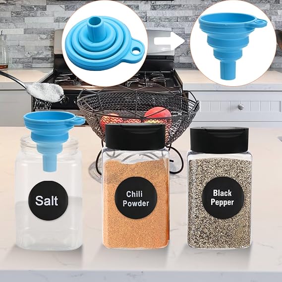16 Pack Plastic Spice Jars Bottles with Lid, 8.8oz(250ml) Plastic Seasoning Bottle Spice Storage Containers Clear Seasoning Jars Containers Square Spice Bottles for Spice Herbs Powders Storage