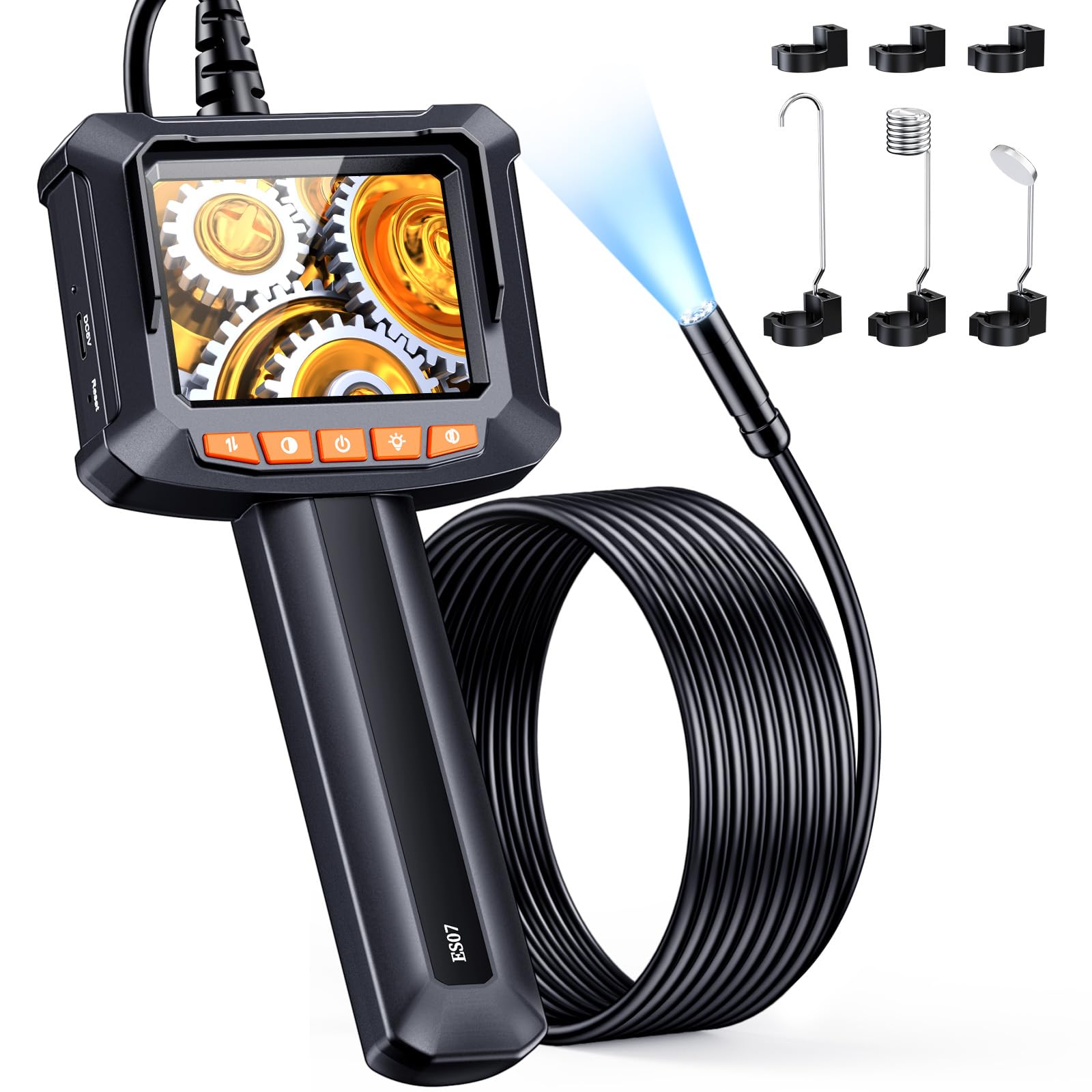 Endoscope Camera with Light, 2.8" IPS 1080P HD Handheld Borescope, 8 Adjustable LEDs, 16.4ft Semi-Rigid Snake Inspection Camera, IP67 Waterproof, for Automotive, Sewer, HVAC, Men Tools Cool Gadgets